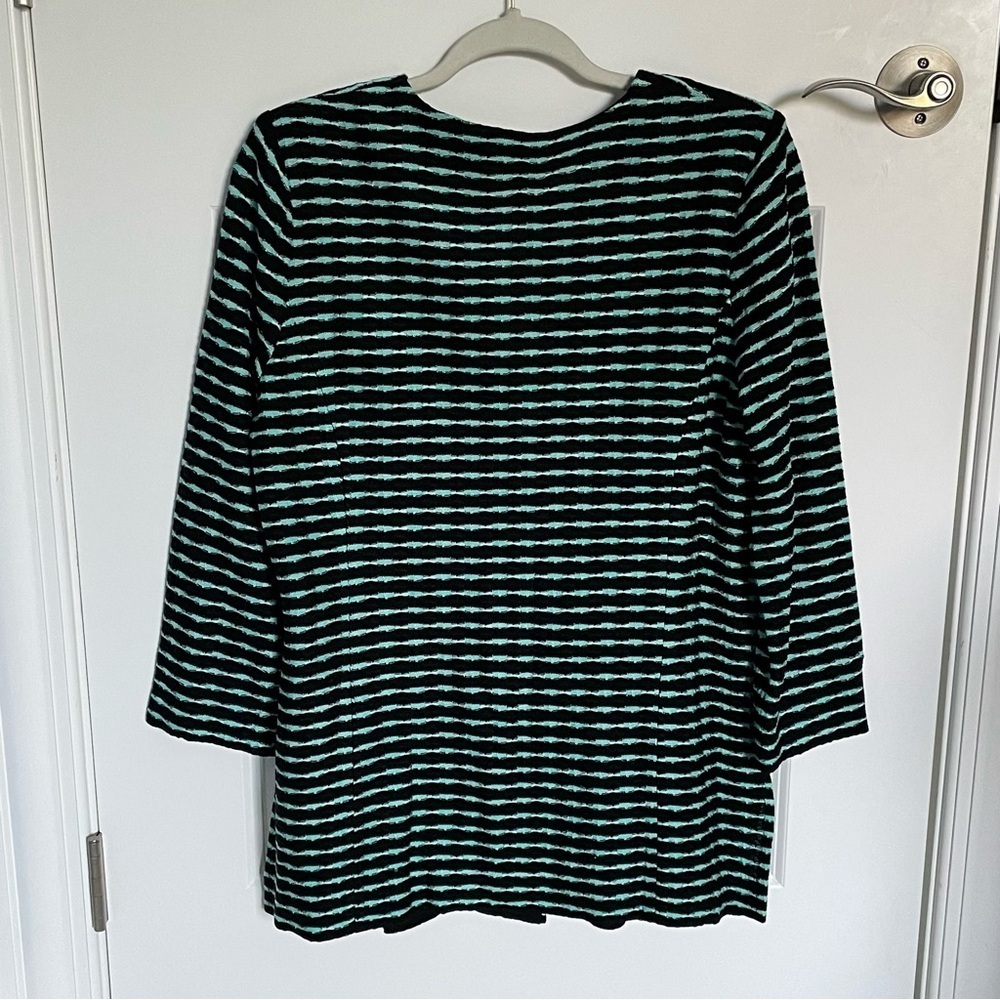 Misook Single Button Sweater Jacket Cardigan Stri… - image 7